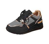 Womens Trainers Comfort, Womens Trainers Designer, Lace Up Wedge Sneakers Breathable Mesh Sneakers Lightweight Walking Running Shoes with Arch Support Sports Workout Shoe with Air Cushion Black