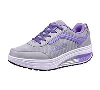 Womens Trainers Comfort, Womens Trainers Orthopedic, No Lace Wedge Sneakers Slip On Hand Free Sneaker with Thick Anti Slip Sole Breathable Mesh Sneakers Lightweight Walking Running Shoe Purple