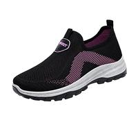 Womens Trainers Fashion Summer Women Sports Shoes Flat Bottom Non Fly Woven Mesh Upper Breathable Soft (Black, 6)