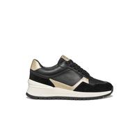 Geox Women D Desya A Sneaker, Black Lt Gold, 4 UK