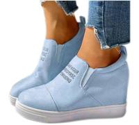 Womens Trainers High Tops, Sneakers Women Chunky Platform Slip On Hand Free Sneakers with Anti Slip Shoes Warm Shoes Flat Jogging Fitness Sneaker Lightweight Street Trainer for Walking Blue