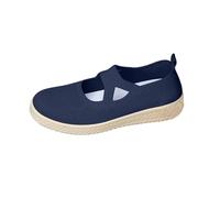 Womens Trainers Knit Mesh Breathable Slip on Walking Sneakers Women Wide Fit Orthopedic Running Shoes Casual Wedge Low Top Trainers Ladies Mary Jane Footwear (C-Navy, 7)