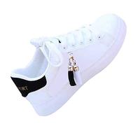 Women's Trainers, Leather Interchangeable Footbed, Lace-Up Shoes, Breathable with Tassels, Flat Shoes, Lightweight, Non-Slip Running Shoes, Casual Comfortable Walking Shoes, Summer Outdoor Low Shoes