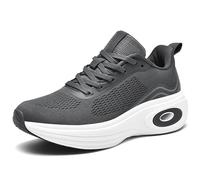 Womens Trainers Lightweight Running Shoes Ladies Mesh Breathable Cushioned Walking Sneakers for Athletic Sports Tennis Jogging Gym Outdoor,Grey,4UK/37EU