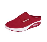 Womens Trainers Lightweight Running Walking Shoes Air Cushion Mules Casual Slip on Athletic Sneakers Non Slip Extra Wide Fit Wedge Sport Shoes Limited time Deals Red