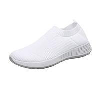 Womens Trainers Orthopedic, Ladies Sneakers Size 6.5, Barefoot Breathable Mesh Sneakers Slip On Hand Free Trainers with Anti Slip Soles Lightweight Walking Running Sneaker Athletic Sports Shoe White