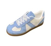 Women's Trainers, Retro Style Trainers, Tennis Skateboarding with Laces, Suede Rubber Sole, Fashionable Casual Shoes, Flat Trainers, Women's Shoes, Comfortable Shoes, Slip-On Shoes, blue, 4.5 UK