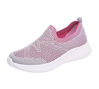 Women's trainers, running shoes, sports shoes, sporty leisure shoes, slip-on mesh, breathable fashion shoes, wrinkled care shoes for women, Hot Pink, 4.5 UK