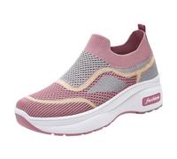 Women's trainers, running shoes, sports shoes, women's hiking shoes, slip-on shoes, casual trainers, breathable mesh shoes, trainers, beige, pink, 4 UK