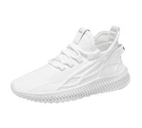 Womens Trainers Running Walking Shoes Tennis Sport Sneakers Ladies Ligthweight Gym Athletic Fitness Breathable Mesh Slip On Shoes Casual Fashion Comfortable Outdoor Jogging Sneakers White