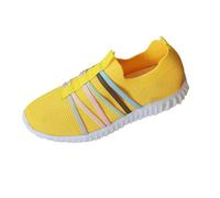 Womens Trainers Shoes Ladies Running Slip on Tennis Gym Casual Shoes Sports Running Outdoor Trainer Breathable Mesh Soft Sole Walking Sneakers Gym Fitness Jogging Walking Sneakers Yellow