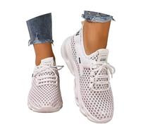 Womens Trainers Size 5 - Ladies Shoes Size 6 Foreign Trade Flying Weaving Mesh Breathable Women's Shoes Round Head Soft Bottom Breathable Sneakers (White 5)
