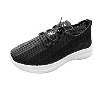 Women's Trainers, Summer Mesh, Breathable, Comfortable Sports Shoes, Plain, Lightweight, Soft Sole, Non-Slip Jogging Shoes, Outdoor Running, Workout Running Shoes with Laces, 36-40, black, 8 UK