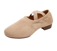 Women's trainers, women's dance shoes with soft sole and heel, suitable for teacher training, ballet, yoga, aerobics and outdoor dance, lightweight summer shoes for women, coffee, 5.5 UK