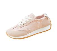 Women's Trainers Womens Walking Shoes Women's Spring Summer and Student Running Training Breathable Height Increasing Fashionable and Versatile Plantar Fasciitis Shoes White (Pink,4)