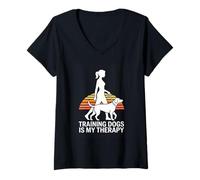 Women's Training Dogs is My Therapy Dog Trainer Life V-Neck T-Shirt
