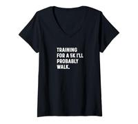 Womens Training for a 5k That I'll Probably Walk Run Runner V-Neck T-Shirt