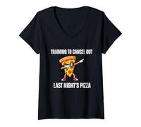 Women's Training to Cancel Out Last Night’s Pizza Funny Gym V-Neck T-Shirt