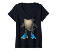 Womens Tralalero Tralala Funny Italian Brainrot Halloween Costume V-Neck T-Shirt