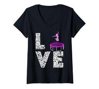 Womens Trampolining Jumping Love Trampolinist Gymnastic Trampoline V-Neck T-Shirt