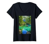 Womens Tranquil Reflections of a European Alpine Paradise V-Neck T-Shirt