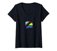 Womens Trans Black Brown Pride Flag - New Gay Pride Flag V-Neck T-Shirt