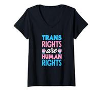 Womens Trans Pride Trans Rights are Human Rights LGBTQ+ Supporter V-Neck T-Shirt