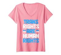 Womens Trans Rights Are Human Rights Transgender Pride Flag LGBTQ V-Neck T-Shirt