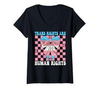 Womens Trans Rights Are Human Rights Transgender Trans Pride Flag V-Neck T-Shirt