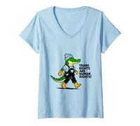 Women's Trans Rights Human Equality Crocodile Streetwear Design for V-Neck T-Shirt