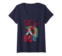 Women's Transformers Autobots Roll Out 84 Retro V-Neck T-Shirt, Navy Blue, Large