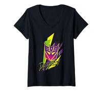 Women's Transformers Deception Neon V-Neck T-Shirt