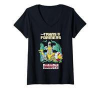 Womens Transformers Grimlock and Dinobots V-Neck T-Shirt