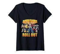 Womens Transformers Group Shot Autobots Roll Out V-Neck T-Shirt