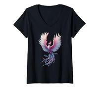 Womens Transgender Phoenix Bird Trans Pride Flag Rising From Ashes V-Neck T-Shirt