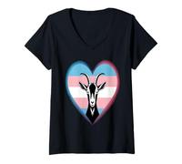 Womens Transgender Pride Goat Heart V-Neck T-Shirt