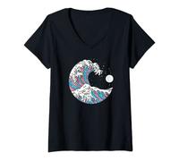 Womens Transgender Pride LGBTQ Trans Flag - Japanese Wave Art LGBT V-Neck T-Shirt
