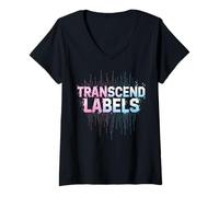 Womens Transgender Pride Transcend Labels V-Neck T-Shirt