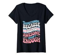 Women's Transitioning LGBTQ Pride Month Trans Transgender V-Neck T-Shirt