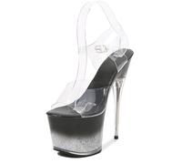 Women's Transparent PVC Lace-Up Stiletto Sandals Black