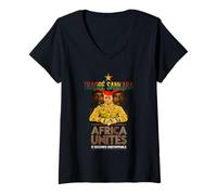 Women's Traoré Sankara - If Africa Unites, It Becomes Unstoppable V-Neck T-Shirt