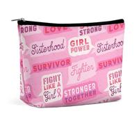 Womens Trapezoid Makeup Bag Cosmetic Bag Breast Cancer Awareness Powerful Travel Makeup Organizer with Zipper Make Up Pouch