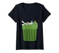Womens Trash Can Costume Cartoon V-Neck T-Shirt