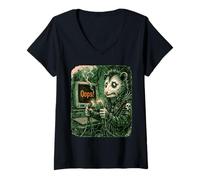 Women's Trash Coder Possum Punk IT Programmer Debugging V-Neck T-Shirt