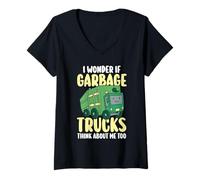 Women's Trash Collector I Wonder If Garbage Trucks Think About Me V-Neck T-Shirt