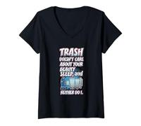 Women's Trash Does Not Care Beauty Sleep Sanitation Worker V-Neck T-Shirt
