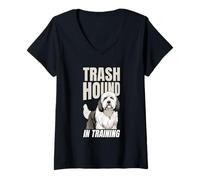 Womens Trash Hound In Training Old English Sheepdog V-Neck T-Shirt