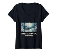 Women's Trash Panda Gang Forest Crew Raccoon Lovers V-Neck T-Shirt