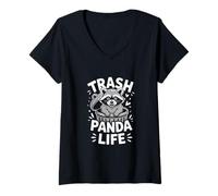 Womens Trash Panda Life Cute Raccoon Urban Wildlife V-Neck T-Shirt