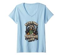 Womens Trash Panda Raccoon Digging Trash Raccoon Lover V-Neck T-Shirt